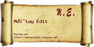 Mátay Edit névjegykártya